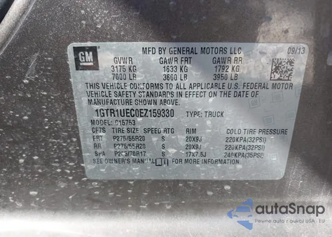 2014 GMC Sierra 1500 Sle из США, поврежденный, VIN 1GTR1UEC0EZ159330